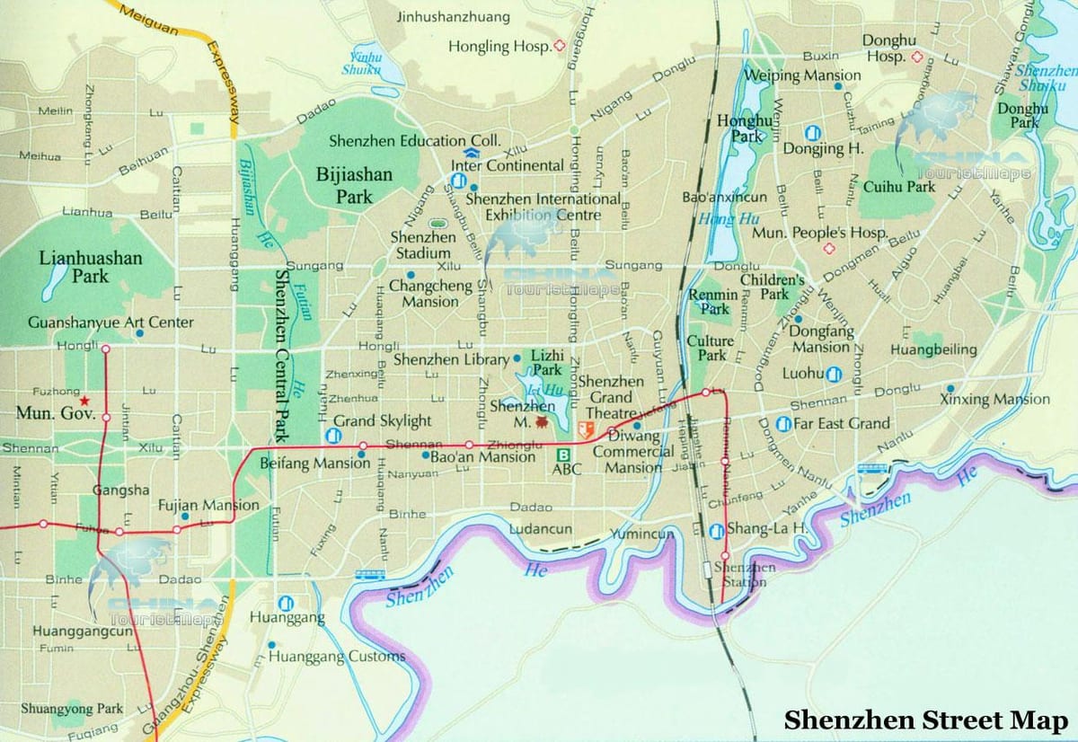 地図の深セン市街