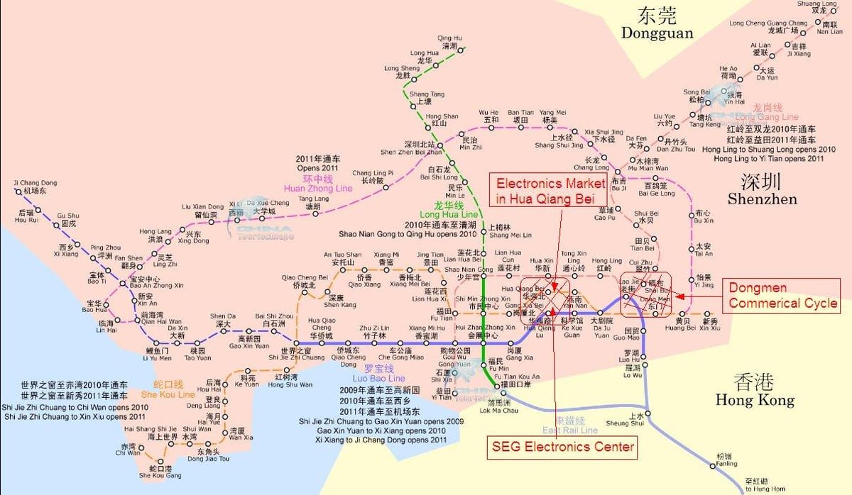 地図の深センエレクトロニクス市場