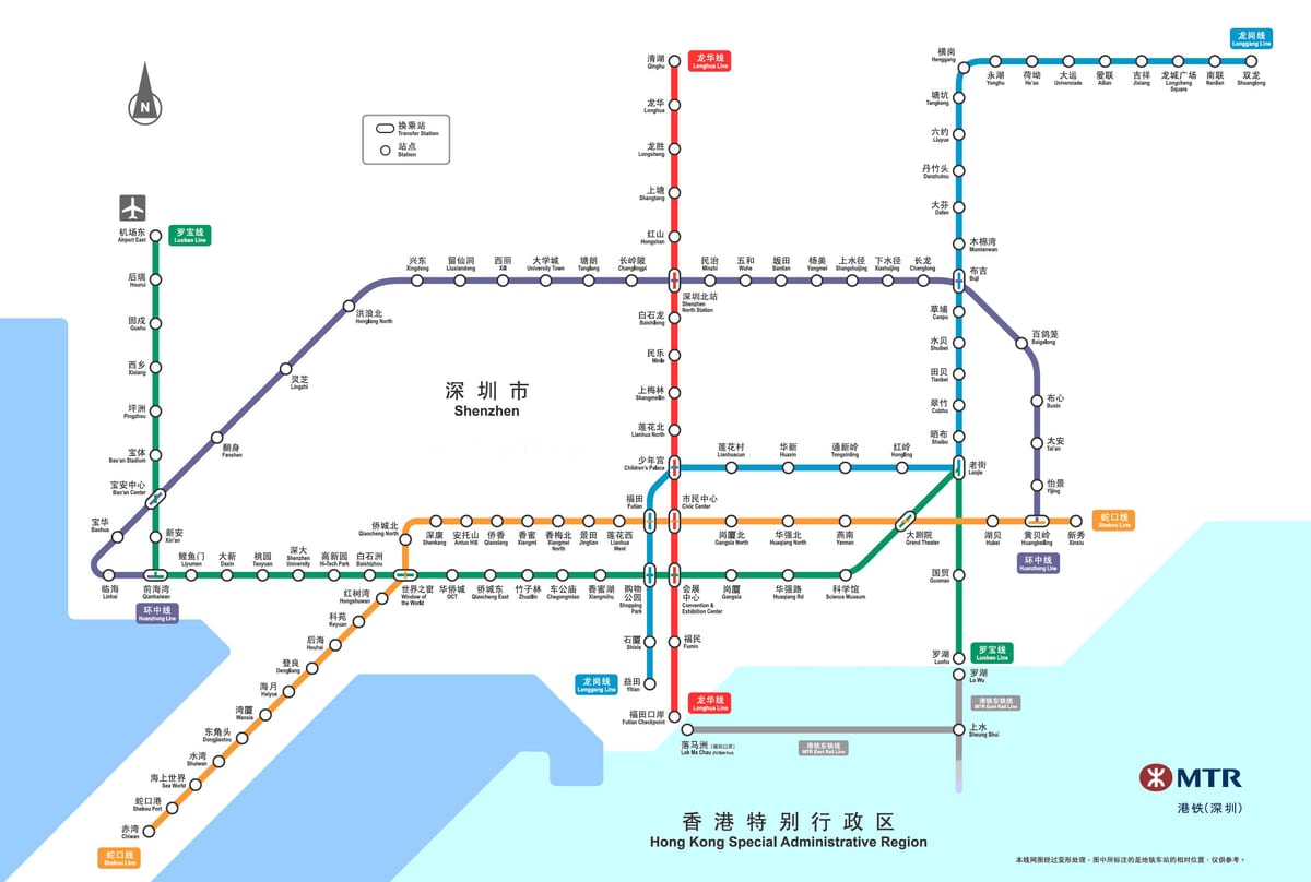 深セン鉄道の地図