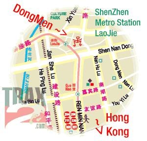 東門市場の深センの地図