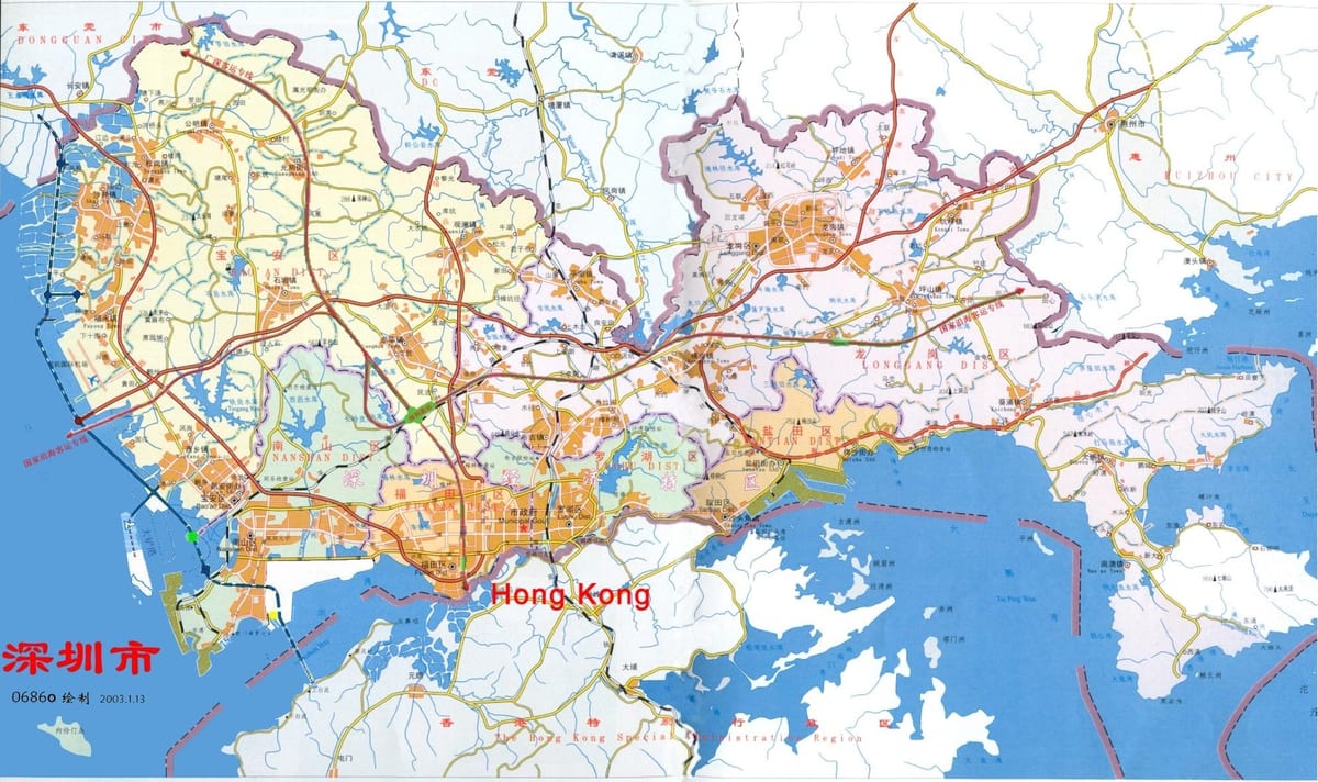 地図の深セン中国でのems