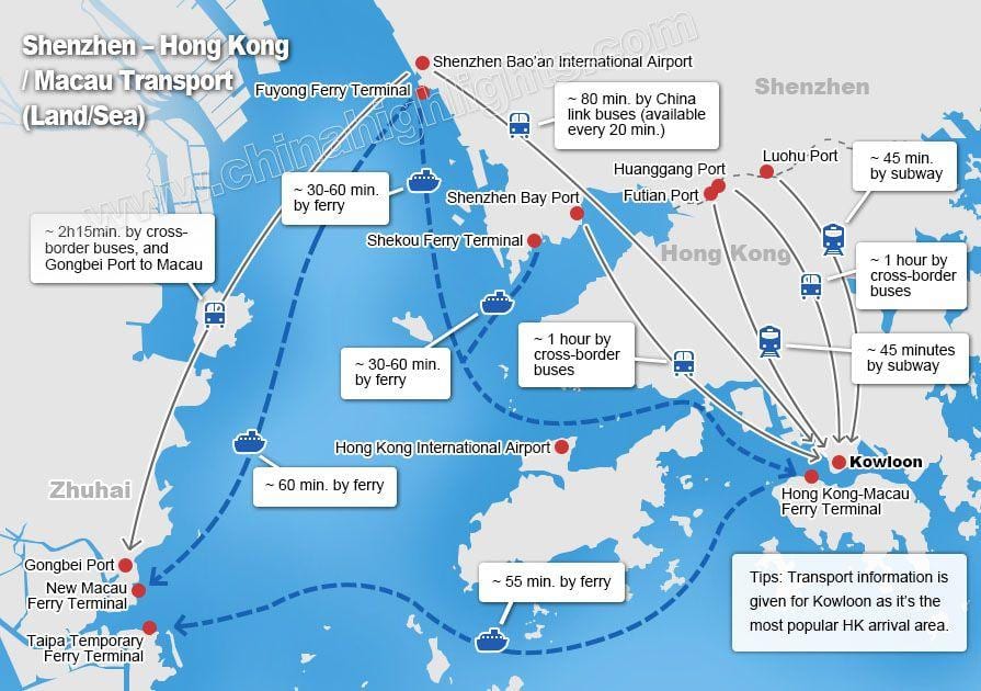 地図の珠海フェリーターミナル