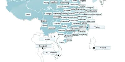地図の深セン航空路線